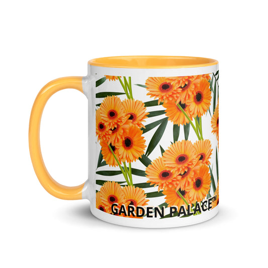 Daisy & Palm Leaf Mug with Sunshine Inside!  By GARDEN PALACE™
